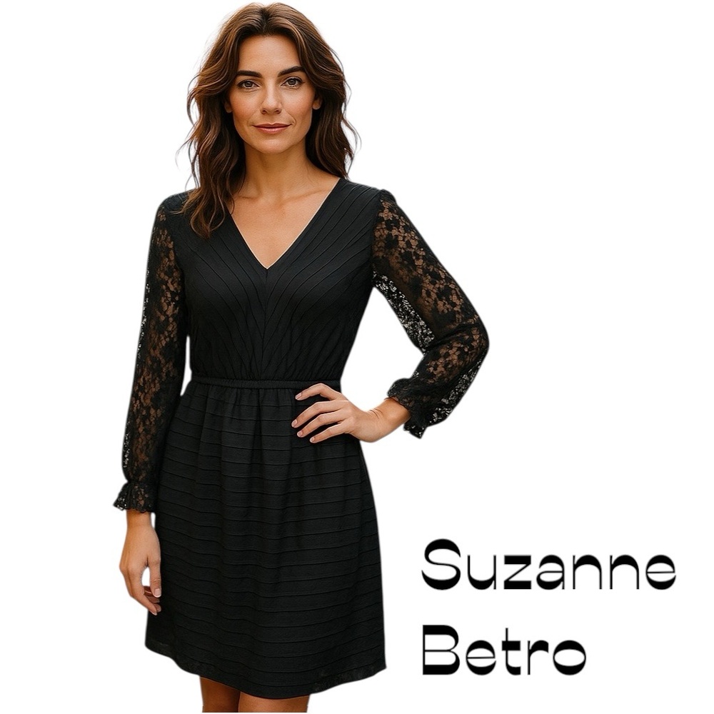 Suzanne Beto Black Ruffled Lace Dress NWT Size 2X